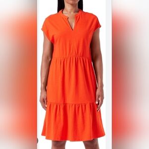 Calvin Klein dress Women  Size 1X Color Orange  V Neck Style Ruffle  Sleeveless